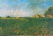 Vincent Van Gogh Farmhouses in a Wheat Field near Arles painting